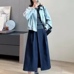 ロングスカート 着痩せ Aライン ゆったり ハイウエスト I 無地