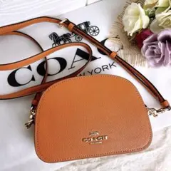 未使用級☆COACHコーチ 2wayショルダーカメラバッグ レザー オレンジ.