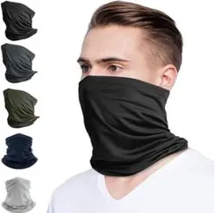UVカット フェイスカバー ネックガード ブラック 吸湿速乾 耳かけタイプ
