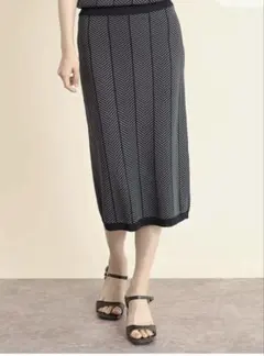 フェンネル　ヘリンボーン　ペンシルニットスカート