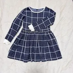 プチバトー　チェック柄　ワンピース　裏起毛　8ans/128cm