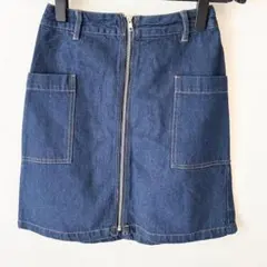GRL グレイル デニム ミニ ジップ スカート フロント ジッパー M 紺
