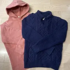 GAP KIDS ネイビー ケーブルニットパーカー XXL