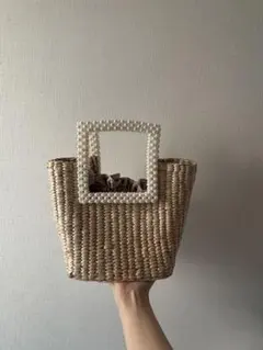 パールハンドル ストローかごバッグ ZARA