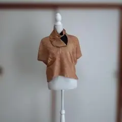 ☆セール☆総絞り羽織リメイクVネックベスト・ブラウス☆スヌード付き