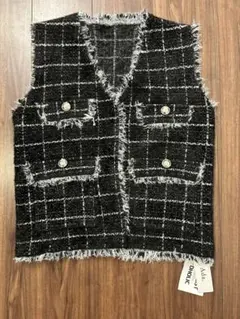 【新品タグ付き】DHOLIC ゴールドボタンツイード ジレベスト ニットベスト