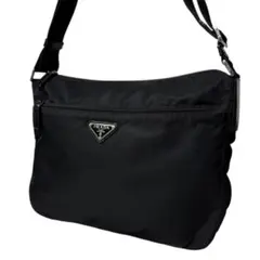 4075 美品 PRADA プラダ ショルダーバッグ 三角ロゴ 白タグ ブラック