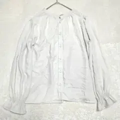 レプシィム ブラウス 片側 リボン紐 袖シャーリング フリル