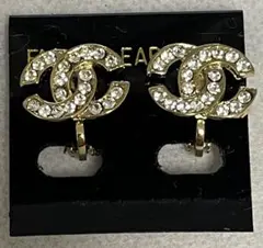 し*い様 CCロゴデザイン ラインストーンイヤリング ゴールドカラー