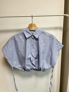 ドロストデザインシャツ　しまむら　puu Rafraf クロップドシャツ