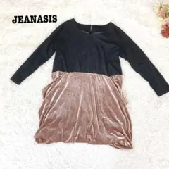 s.2048【ジーナシス】長袖 膝丈 バルーン ワンピース バイカラー Fサイズ