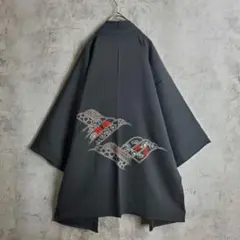 着物カーディガン 和柄 羽織 刺繍 黒 ビッグシルエット ゆるだぼ モードのサムネイル