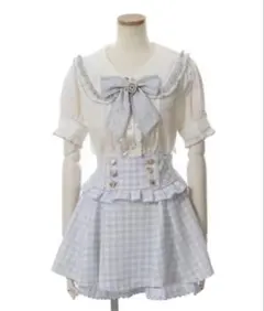 リズリサ ギンガムツイード サスペンダー付き スカパン ブルー♡