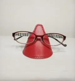 メガネスタンド　本革　レッド