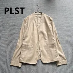 美品 PLST 洗える リネンストレッチ カラーレスジャケット ベージュ M
