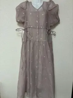 OLIVEdes OLIVEハート刺繍フリル袖 裏地付きワンピース