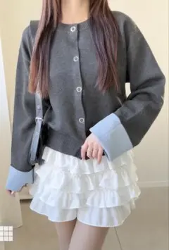 新品未使用♡GRL完売品♡リングボタン配色ニットカーディガン