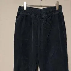GU コーデュロイシェフパンツ(M)ブラック無地　ウエストゴム　ゆったり