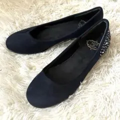 LOOP &LOOP スエード ビジュー付 ネイビー M size