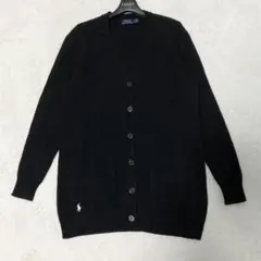 美品 ポロラルフローレン ニットカーディガン Vネック カシミヤ 黒 M相当