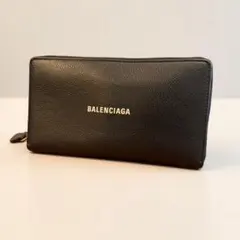 レア✨バレンシアガ 長財布 ラウンドファスナー シワ加工 ロゴ刻印