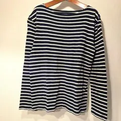 BEAMS ネイビー ホワイトボーダー長袖カットソー L
