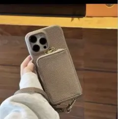 即日発送新品未開封グレー レザー風 iPhone13.14ケース カードポケット