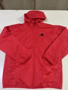 adidas ナイロンジャケット L 赤 フード付き ウインドブレーカー 新品