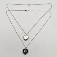 【2点ペアセット】ハート ロケットネックレス 幾何学 星 スパイラルスター 黒