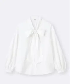 GU 新品タグ付きボウタイブラウス　ホワイト