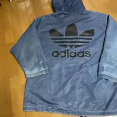 90s アディダス デサント製 裏ボア ナイロンパーカー ジップアップ グレー