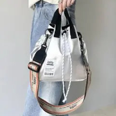 Java シルバーショルダーバッグ 2way 巾着バッグ