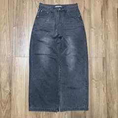NNine ストレートワイドデニム ブラック