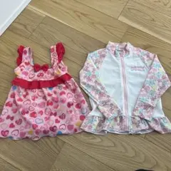 ハート柄水着とラッシュガードセット