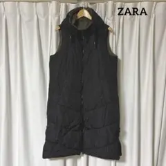 ZARA フード付きリバーシブル ロングダウンベスト