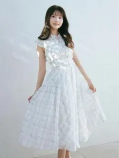 アンミール An MILLE チェックレディOP ワンピース オフホワイト