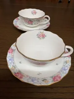 Noritake 花柄 ティーカップ・ソーサー２個セット