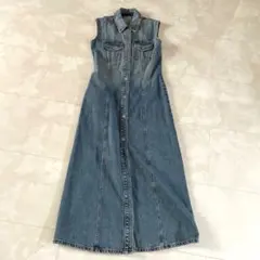 【未使用】ZARA デニム ノースリーブ ロングワンピース S