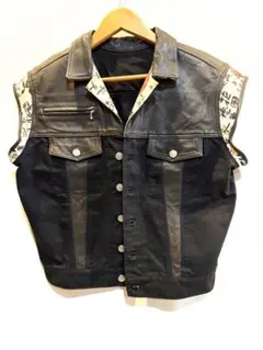 【LA ROCKA】 レザーベスト ブラック サイズM 80s vintage JOHNSONS La Rocka! Waistcoat | The Vintage Garden