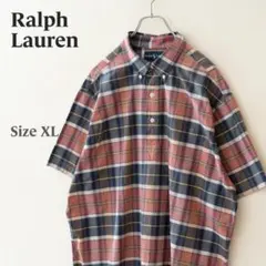 マ*ノ様 ラルフローレン プルオーバー チェック 半袖 シャツ メンズ XL 古