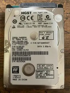 使用時間1309h HGST 2.5インチHDD 320GB 厚さ7mm