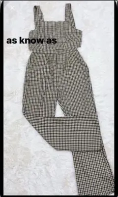 as know as 3way サロペット リボン チェック オールインワンのサムネイル