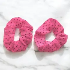 【フォロー割5%オフ‼️新品】シュシュ　セット　ピンク　水玉　シフォン　ヘアゴム