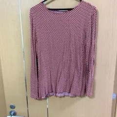 【美品】MANGO CASUAL トップス　赤と白の長袖 シャツ　ブラウスのサムネイル