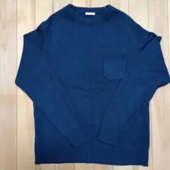 GU ジーユー ラムブレンドクールネックセーター ネイビー NAVY S