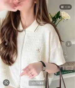 ポロ襟ダブルファスナージャガードトップスのサムネイル