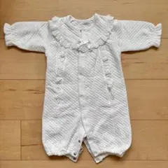 フード付きニットキルトドレスオール