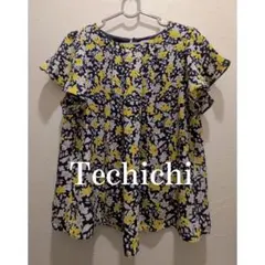 Techichi　テチチ　トップス　ブラウス　半袖　花柄　ネイビー　イエロー