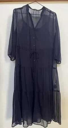 ネイビー シースルーワンピース