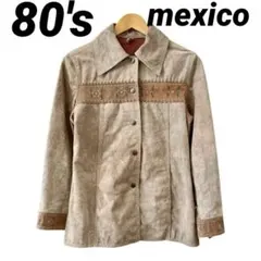 ビンテージ メキシコ製 スエード レザージャケット サイズS、M 皮花柄